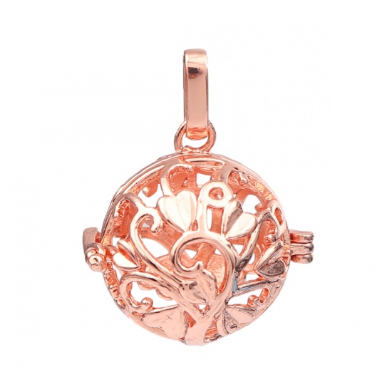 Immagine di Zinc Based Alloy Pendants Mexican Angel Caller Bola Harmony Ball Wish Box Locket Tree Rose Gold Can Open (Fits 18mm Beads) 34mm x 26mm, 2 PCs