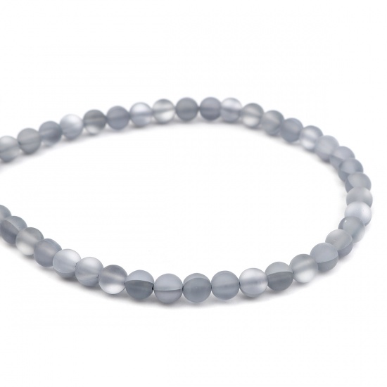 Picture of Glass Imitation Glitter Polaris Beads Round Gray Translucent Frosted About 8mm Dia, Hole: Approx 0.9mm, 37cm(14 5/8") long, 1 Strand (Approx 48 PCs/Strand)