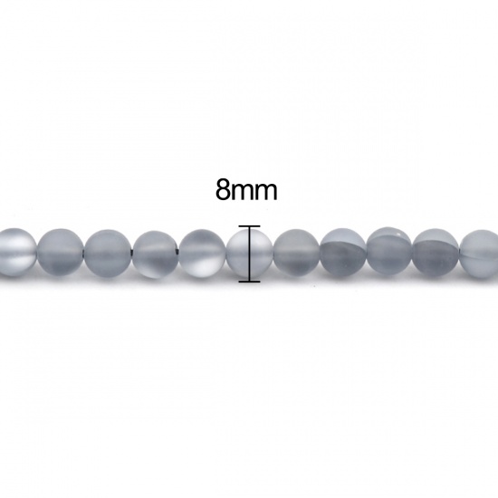 Picture of Glass Imitation Glitter Polaris Beads Round Gray Translucent Frosted About 8mm Dia, Hole: Approx 0.9mm, 37cm(14 5/8") long, 1 Strand (Approx 48 PCs/Strand)