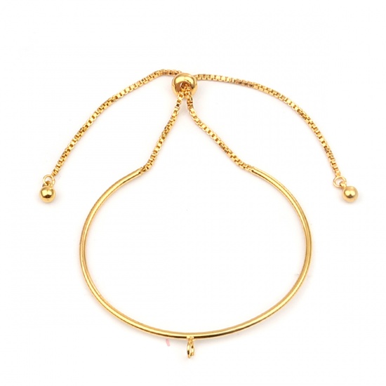 Immagine di Zinc Based Alloy Bracelets Accessories Findings Round Gold Plated W/ Loop 17.8cm(7") long, 1 Piece