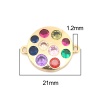 Bild von Messing Verbinder Rund Vergoldet Bunt Strass 21mm x 16mm, 1 Stück