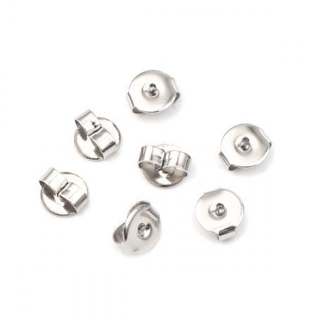 Bild von 304 Edelstahl Ohrring Ohrstecker Rund Silberfarbe 6mm x 5mm, 50 Stück