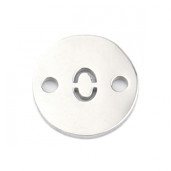 Picture of Stainless Steel Connectors Round Silver Tone Number Message " 0 " 10mm Dia., 1 Piece