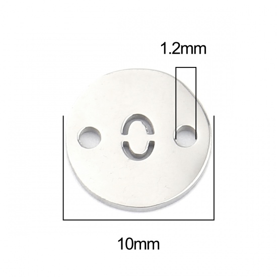 Picture of Stainless Steel Connectors Round Silver Tone Number Message " 0 " 10mm Dia., 1 Piece
