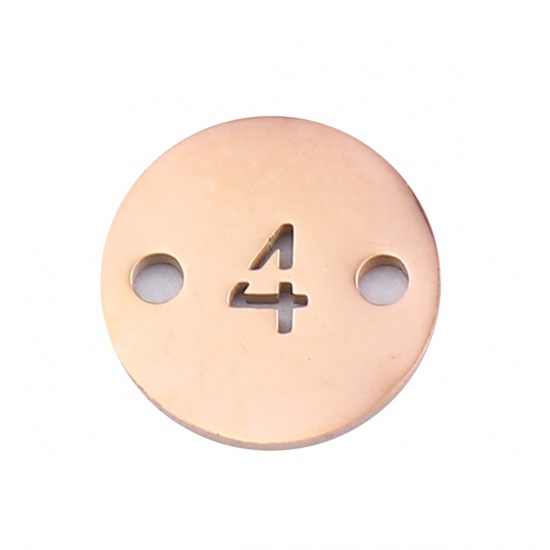 Изображение Stainless Steel Connectors Round Rose Gold Number Message " 9 " 10mm Dia., 2 PCs