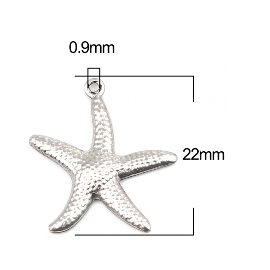 Picture of 304 Stainless Steel Ocean Jewelry Charms Silver Tone Star Fish 22mm x 20mm, 10 PCs
