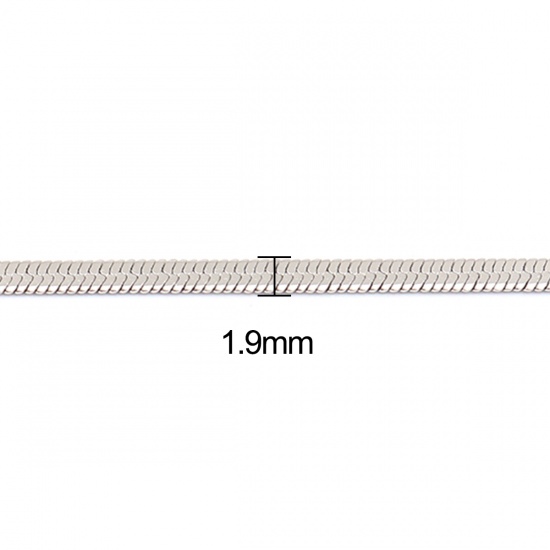 Picture of 304 Stainless Steel Snake Chain Necklace For DIY Jewelry Making Silver Tone 45cm(17 6/8") long, Chain Size: 2mm, 1 Piece
