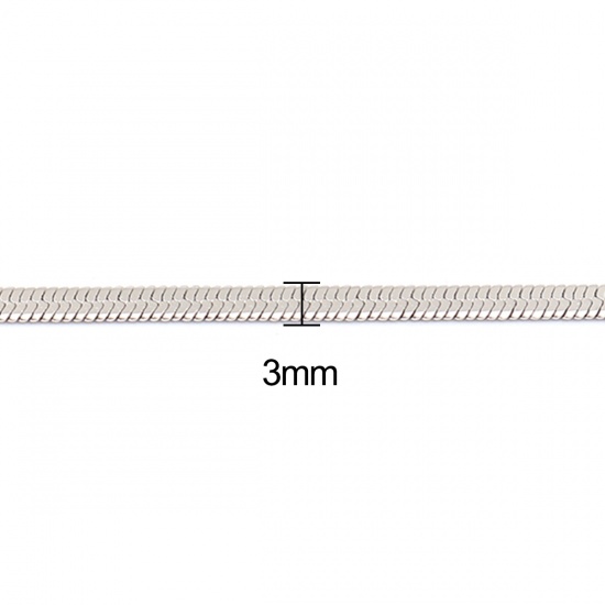 Picture of 304 Stainless Steel Snake Chain Necklace For DIY Jewelry Making Silver Tone 50.5cm(19 7/8") long, Chain Size: 3mm, 1 Piece
