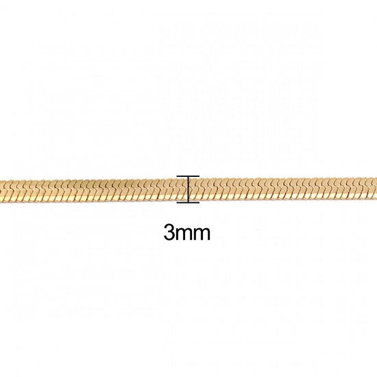 Picture of 304 Stainless Steel Snake Chain Necklace For DIY Jewelry Making Gold Plated 50.5cm(19 7/8") long, Chain Size: 3mm, 1 Piece