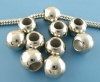 Picture of Acrylic European Style Large Hole Charm Beads Smooth Ball Silver Tone 10mm, 100 PCs