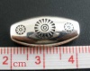 Picture of Acrylic Metalized Bubblegum Beads Oval Antique Silver Flower Pattern About 21mm x 9mm, Hole: Approx 1.4mm, 50 PCs