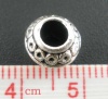 亜鉛合金 スペーサ ビーズ ランタン 銀古美 サークルパターン 約9mm、 　穴：約4.1mm、 50 個 の画像