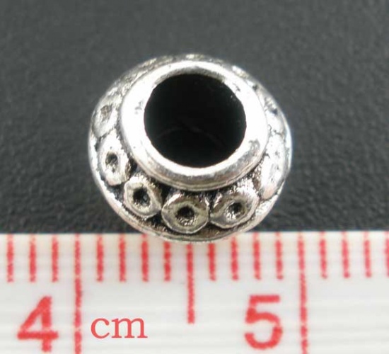 Picture of Zinc Based Alloy Spacer Beads Lantern Antique Silver Color Circle Carved About 9mm Dia., Hole:Approx 4.1mm, 50 PCs