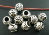 Bild von Zinklegierung Perlen Lampion Antiksilber Kreis Geschnitzt ca. 9mm D., Loch:ca. 4.1mm, 50 Stück