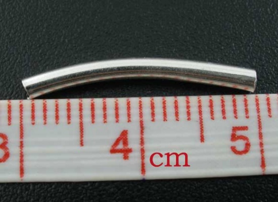 Bild von Zinklegierung Perlen Tube Versilbert ca. 19mm x 2mm, Loch:ca. 1.7mm, 300 Stück