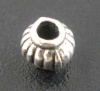 Picture of Zinc Based Alloy Spacer Beads Lantern Antique Silver Color Stripe Carved About 4mm x 4mm, Hole:Approx 1.8mm, 300 PCs