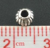 Bild von Zinklegierung Perlen Lampion Antiksilber Streifen Geschnitzt ca. 4mm x 4mm, Loch:ca. 1.8mm, 300 Stück
