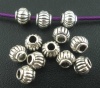 Picture of Zinc Based Alloy Spacer Beads Lantern Antique Silver Color Stripe Carved About 4mm x 4mm, Hole:Approx 1.8mm, 300 PCs