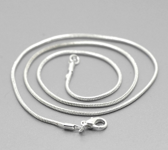 Bild von Kupfer Schlangenkette Halskette Versilbert 40.5cm lang, Kettengröße: 1.5mm, 10 Stück