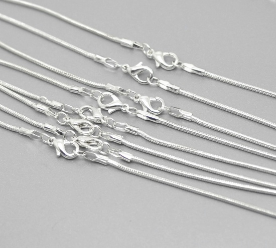 Immagine di Rame Collana Argento Placcato Catena di Altri Stili lunghezza:40.5cm Dimensione della Catena: 1.5mm, 10 Pz