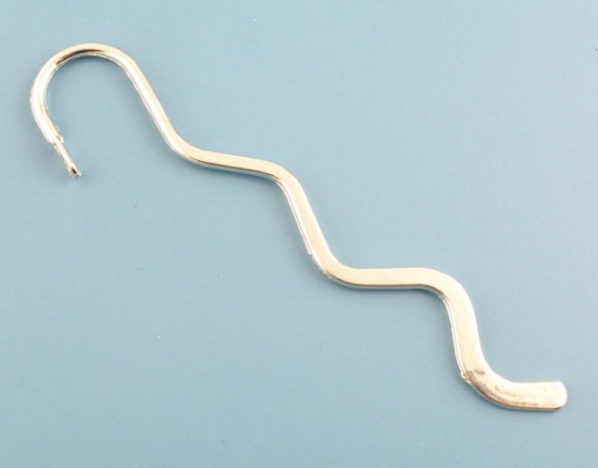 Immagine di Lega di Zinco Segnalibro Curva Tono Argento Increspatura Disegno Lunghezza 8.4cm 10 Pz