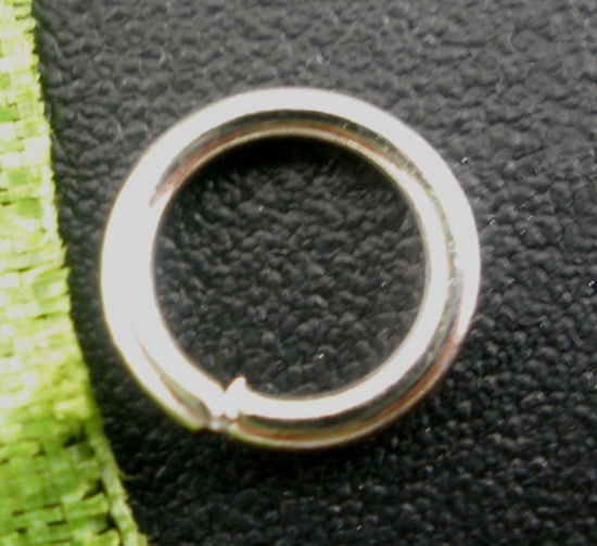 Picture of 1mm Zinc Based Alloy Open Jump Rings Findings Round Silver Tone 6mm Dia, 500 PCs