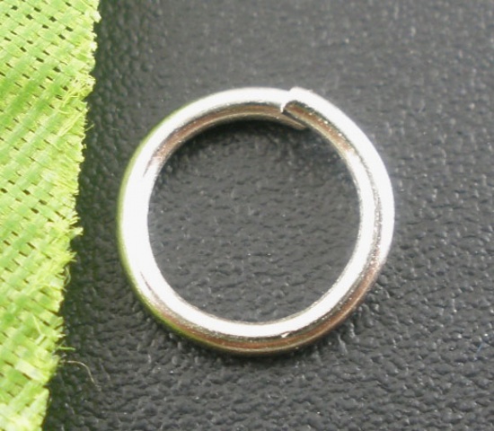 Picture of 1mm Zinc Based Alloy Open Jump Rings Findings Round Silver Tone 8mm Dia, 500 PCs