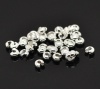 Picture of Alloy Crimp Beads Cover Findings Silver Plated, Overall Closed Size: 4mm Dia, Open Size: 5mm Dia, 200 PCs