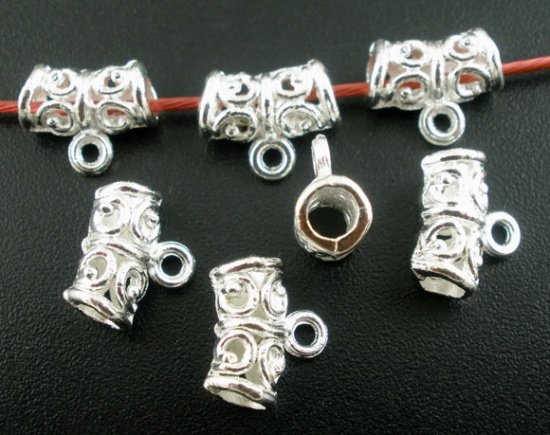 Bild von Versilbert Tube Spacer Perlen Element Beads 11x5mm verkauft eine Packung mit 100