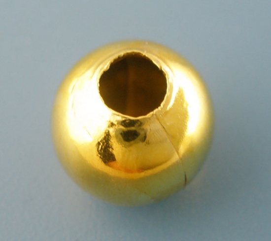 Bild von Metall Zwischenperlen Spacer Vergoldet Loch: 3.8mm, 10mm D., verkauft eine Packung mit 50 Stücke