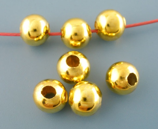 Picture of Metal Spacer Beads Round Gold Plated Hole: 3.8mm, 10mm Dia., 50 PCs