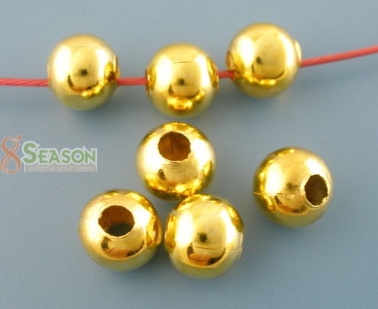 Picture of Metal Spacer Beads Round Gold Plated Hole: 3.8mm, 10mm Dia., 50 PCs