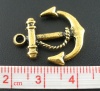 Picture of Zinc Based Alloy Anchor Charms Gold Tone Antique Gold 23mm( 7/8") x 20mm( 6/8"), 30 PCs