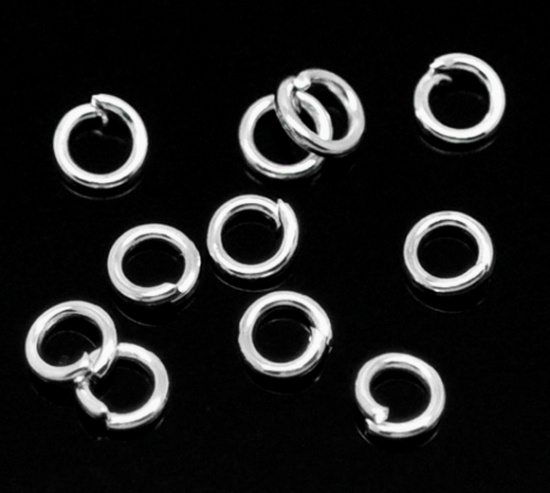 Picture of 0.7mm Iron Based Alloy Open Jump Rings Findings Round Silver Plated 3.5mm Dia, 2000 PCs