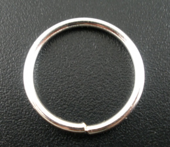 Picture of 1.8mm Iron Based Alloy Open Jump Rings Findings Round Silver Plated 18mm Dia, 50 PCs