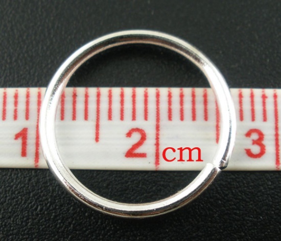 Picture of 1.8mm Iron Based Alloy Open Jump Rings Findings Round Silver Plated 18mm Dia, 50 PCs