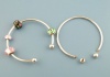 Picture of Copper European Style Open Cuff Charm Bangles Bracelets Silver Plated 20cm long, 4 PCs