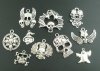 Picture of Zinc Based Alloy Halloween & Gothic Pendants Mixed Skull Antique Silver 21x35mm(7/8"x1 3/8")-39x38mm(1 4/8"x1 4/8"), 10 PCs