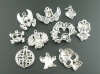 Picture of Zinc Based Alloy Halloween & Gothic Pendants Mixed Skull Antique Silver 21x35mm(7/8"x1 3/8")-39x38mm(1 4/8"x1 4/8"), 10 PCs