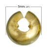 Image de Perles à Écraser Crimp en Alliage Forme Demi-Rond Doré, Taille de Fermeture: 5mm, Taille d'Ouvert: 6mm, 200 Pcs