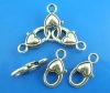 Picture of Zinc Based Alloy Lobster Clasps Antique Silver Heart Carved 27mm x 13mm, 20 PCs