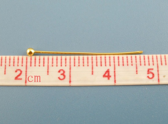 Image de Aiguille Clou Tige à Tête Boule en Laiton Doré 25mm long, 0.5mm Gros (24 gauge), 500 PCs                                                                                                                                                                      