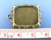 Picture of Zinc Based Alloy Charms Rectangle Antique Bronze Cabochon Settings (Fits 14mmx17mm) 19mm x 25mm, 20 PCs