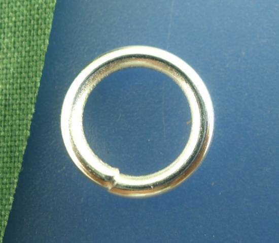 Picture of 1.5mm Iron Based Alloy Open Jump Rings Findings Round Silver Plated 10mm Dia, 200 PCs
