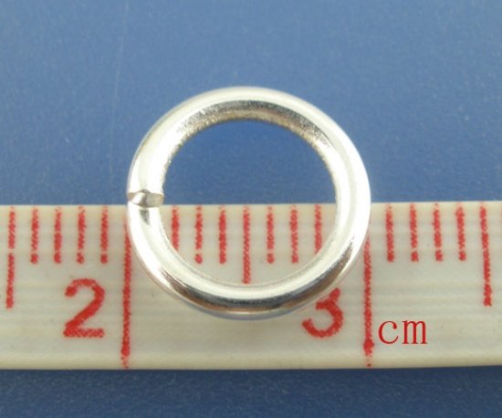 Picture of 1.5mm Iron Based Alloy Open Jump Rings Findings Round Silver Plated 10mm Dia, 200 PCs