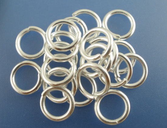 Picture of 1.5mm Iron Based Alloy Open Jump Rings Findings Round Silver Plated 10mm Dia, 200 PCs