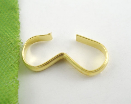 Picture of Iron Based Alloy Crimp Connectors Findings W Shape Gold Plated 13mm x 6mm, 200 PCs