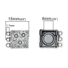 Image de Fermoir Magnétique en Alliage de Zinc Rectangle Argent Vieilli Fleurs Plaqué 19mm x 12mm, 10 Kits