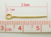 Image de Aiguille Clou Tige à Œil en Alliage Doré 24mm long, 0.7mm Gros (21 gauge), 500 PCs
