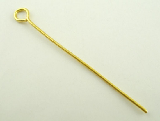 Immagine di Lega di Ferro OcchiSpilli Oro Placcato lunghezza:3.8cm 0.7mm (misura), 500 Pz